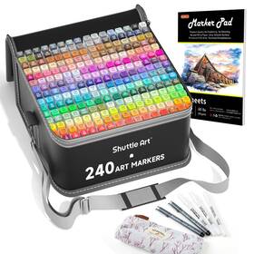 B0chj9lhv7 Shuttle Art 240 Colors Dual Tip Alcohol Markers Set - Blender Micro-tip Pens B