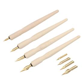 4257 Sipliv Wooden Professional Manga Pen Dip Set With 4 Nibs Cartoon Comic Dra