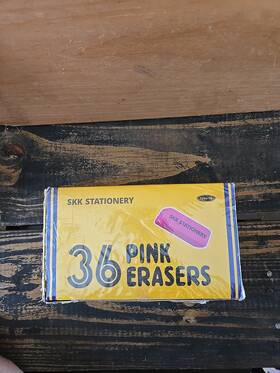 S36-1012 Skk Stationery Pink Erasers 36/pkg
