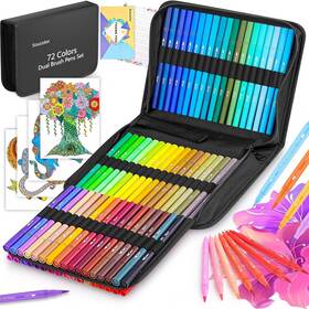 663019 Soucolor Art Supplies For Adults Kids 72 Colors Dual Tip Brush Fine Mark