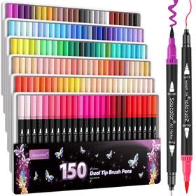 B0dbhkrnn3 Soucolor 150 Dual Tip Brush Markers Art Set For Drawing Coloring Journaling Gift