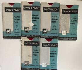 951-954 Speed-o-print 956 958 Vintage Plastic Shading Plate No. Set Of 6