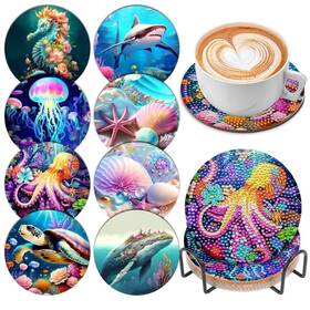 Djb-001 Spfami 8 Pcs Diamond Art Painting 3.93 X 0.1 Inches Ocean Theme