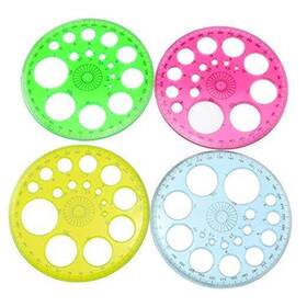 Sqxbk Pcmtsc-4-re Protractor And Circle Maker 4pcs Colorful Transparent 360 Degree