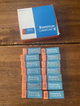 Staedtler 031901907983 Vintage New Nos Lot Of 14 Mars 526 56 Plastic Eraser Germany