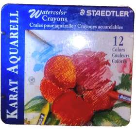223m12cs Staedtler Karat Aquarell Watercolor Crayons Set Of 12 - Metal Storage Tin Nice
