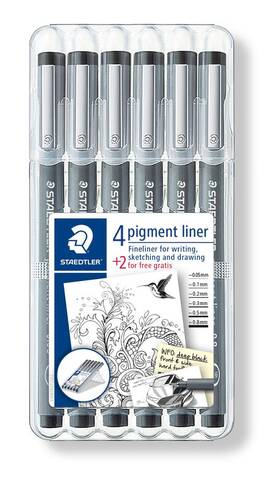 308-sb6p Staedtler Pigment Liner Bonus Sketch Set Of 6 Liners For The Regular Price