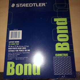 932811iso Staedtler Layout Bond Paper 8.5 X 11 Isometric Non Photo Blue 30 Sheet Pad New