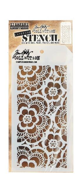 Ths-034 Stampers Anonymous Tim Holtz Layered Lace Stencil 4.125 Inch X 8.5