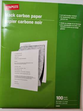 34694 Staples Black Carbon Paper For Handwriting Or General Use 8.5 Inch X 11 96 Sheets Unused