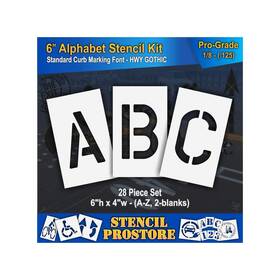 Sps-108-8065 Stencil Prostore Curb And Median Stencils - 6 Inch Alphabet Kit Set 28 Piece