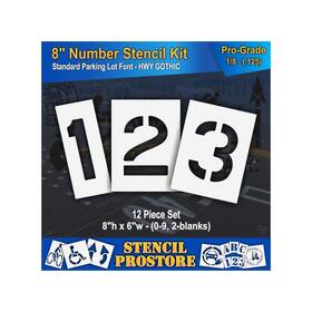 Sps-108-8080 Stencil Prostore Pavement Stencils - 8 Inch Number Kit Set 12 Piece X 6 1/