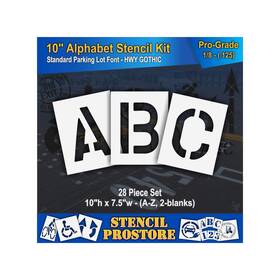 Sps-108-8105 Stencil Prostore Pavement Stencils - 10 Inch Alphabet Kit Set 28 Piece X 7.5