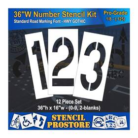 Sps-108-8360w Stencil Prostore Pavement Stencils - 36 Inch Number Kit Set 12 Piece X 16