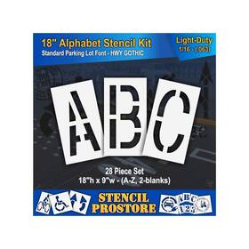Sps-116-8185 Stencil Prostore Pavement Stencils - 18 Inch Alphabet Kit Set 28 Piece X 9