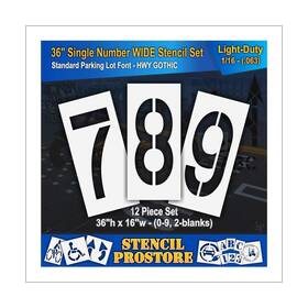 Sps-116-8360wsn Stencil Prostore Pavement Stencils - 36 Inch Number Wide Set 12 Pieces 0-9