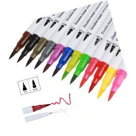 Yjs00085 Strendier Watercolor Marker Pen Set Dual Head Water Based Drawing Soft Brush Fineline T