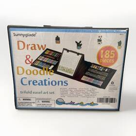 Sunnyglade 313098470427 185 Pieces Double Sided Trifold Easel Art Set Drawing Box