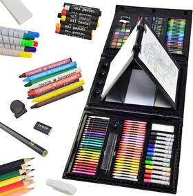 Sunnyglade 313105364381 185 Pieces Double Sided Trifold Easel Art Set Drawing Box