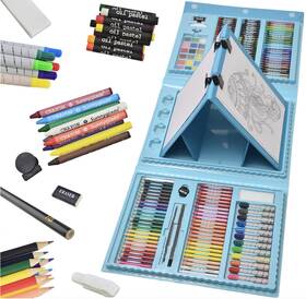 Sunnyglade 711181610109 185 Pieces Double Sided Trifold Easel Art Set Drawing Box With Oil Pastels