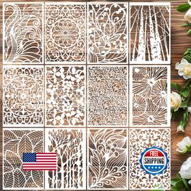 B0dr2hhv3c Sunverse Reusable Floral Leaf Tree Texture Stencils For Wood Furniture Craft Painting