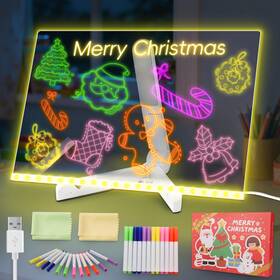 Szwwwzm 653998772888 Led Note Board Illuminated Dry Erase With Stand Acrylic Boa