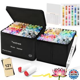 B0fkm4l3p7 Taotree 121 Colors Alcohol Brush Markers Art Set Dual Tip Coloring Pen
