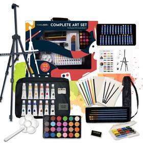 126-59 Tavolozza 126 Piece Deluxer Artist Painting Set With Floor Easel Arcylic And Watercolo