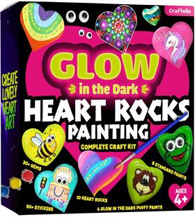 Gidhrp1001 The Scholar Ant Hearts Rock Painting Kit For Kids Girls - Glow In Dark Art Supplies Ages 4-12