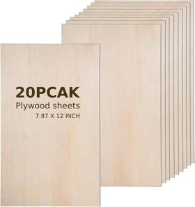 Th3020 Thiecoc Plywood Board 20pcs 12 Inch X8 X 1/12 Basswood Sheets Thin Wood Perf