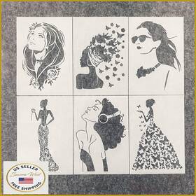 B0b7m6xd27 Tiamech 6 Pcs A4 Reusable Stencils For Painting Butterflies Ladies And Bride Art