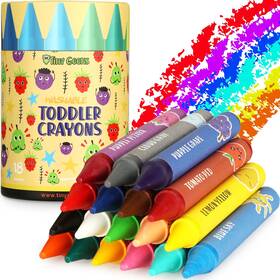 B0cy5dslwn Tinygeeks Jumbo Crayons 18 Colors - Non-toxic Washable For Toddlers And Kids