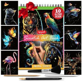 Tip Perk 634563441361 2pcs Animal Series - Pack Of 2 Scratch Art Book For Adults Colo... Fast Ship