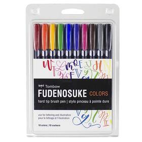 B0937pvrhs Tombow Fudenosuke Colors Brush Pens 10-pack Hard Tip For Calligraphy And Art