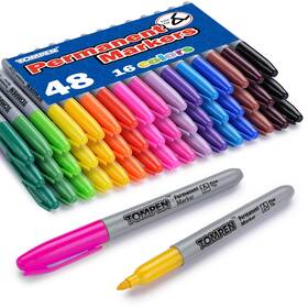 Tpmk48-16c Tompen Permanent Markers Fine Tip 48 Pack Bulk 16 Assorted Colors Waterproof Permane
