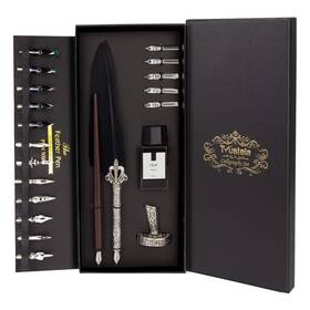 Trustela 860002916224 Calligraphy Set For Beginners Wooden Dip Pen Feather Quill 19 Nibs Ink Se