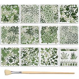 Diy-wh0669-002 Twinklemon 12pcs Camo Stencils For Spray Paint 12 X Inch Camouflage With Bru