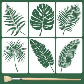 Diy-wh0669-003 Twinklemon 6pcs Large Leaf Stencils For Painting On Walls 16 X 12 Inch Plant Stencil Wit