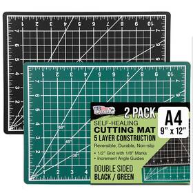 U.s. Art Supply 840234511527 - Pack Of 2-9 Inch X 12 Green/black Professional Self Healing 5-