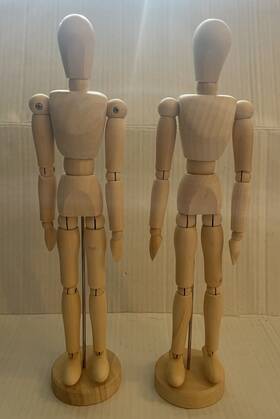 U.s. Art Supply 848849024692 Us 12 Inch Male Manikin Set Of 2 Wooden Mannequin Figure