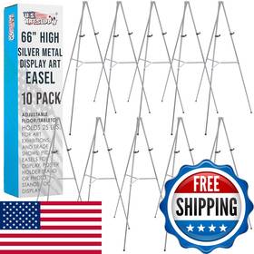 U.s. Art Supply B00ybfq3jw U.s. 66 High Gallery Silver Metal Display Easel 10 Pack - Large