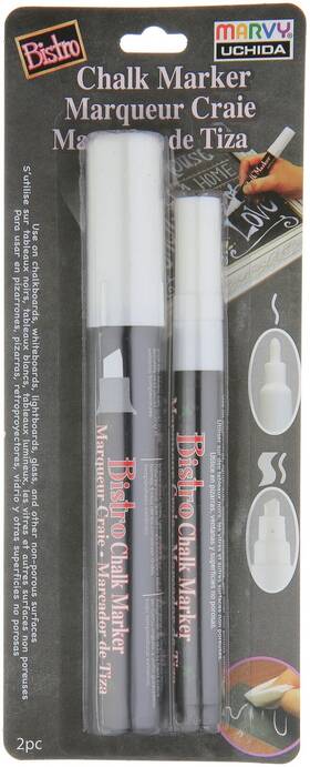 4832-2a Uchida Bistro Chalk Marker Set 2/pkg-white Fine And Chisel Tip