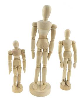 Unigift 408626127653 Set Of 3 Wooden Pine Movable Joint Family Model For Art Mannequin Sketch Refe