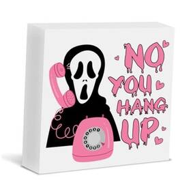 2910 Uyvqxa Pink Halloween Sign Home Decor Funny Spooky No You Hand Up Wood