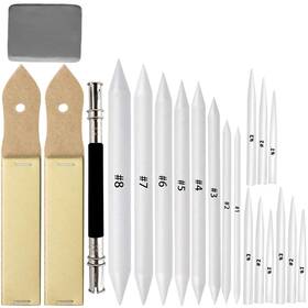 4336945470 Vencink 21 Pcs Blending Stumps And Tortillions Set With Sketch Sandpaper Pencil Sharp