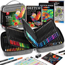 B0d3ddpfw8 Vigorfun 136 Pcs Colored Pencils Art Set For Adult Coloring Sketching - 120 Vibrant Colo
