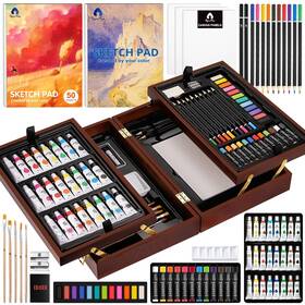 Viacasbn21083 Vigorfun 2-1 Art Supplies Deluxe Wooden Set Crafts Drawing Painting Kit With