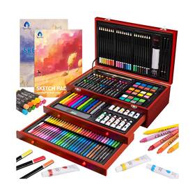 Viacasbn21174 Vigorfun Art Supplies 185-piece Super Deluxe Wooden Set Crafts Drawing ... Fast Ship