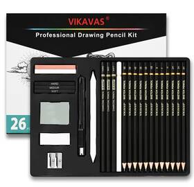 Vikavas 797241901424 Professional Sketch Pencil Set 26 Pcs Complete Drawing Kit For Artists G