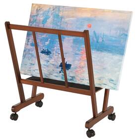 Viswin 765381507561 Wooden Large Print Rack With Rolling Casters Artist Display And Walnutu